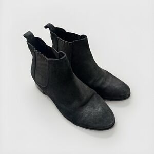 Toms Ella ankle chelsea boot suede, color black, size 7.5 with elastic bands